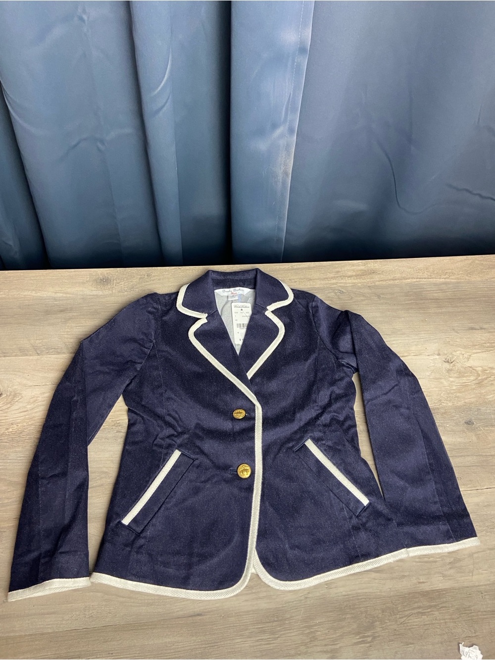 NEW Brooks Brothers Dark Wash Denim White Trim Blazer Nautical Preppy Kids Sz 6